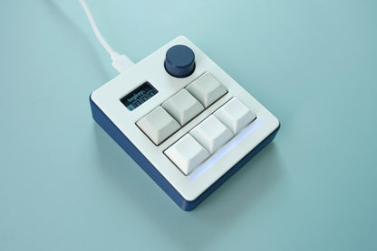 Togkey 6 key programmable macropad with rotary encoder and OLED display white and navy blue case